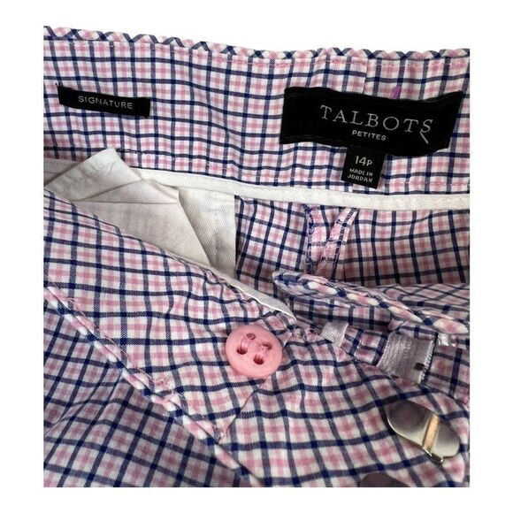 Talbots Womens  Signature Ankle Pants Capris Size 14P Pink Black Plaid Petite - Picture 3 of 3